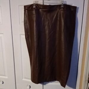Lane Bryant Dark Brown Faux Leather Pencil Skirt With Pockets.